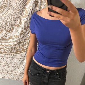 Blue Boatneck Top